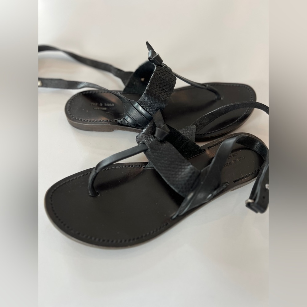 Rag & Bone - Sigrid Ankle-Wrap Thong Sandal, Blac… - image 4